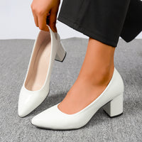 Versatile Womens Shoes Comfortable French-Style White High Heels