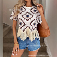 Travel Outfit Ethnic-style Tassel Outerwear For Travel Photos Bohemian Sanya Womens Short-sleeve T-shirt