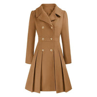 Women's Windbreaker Lapel Double Breasted Pocket A- Line Pea Coat