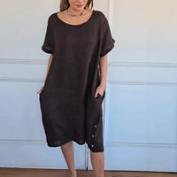 Round-neck Loose-fitting Figure-flattering Casual Dress