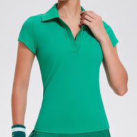 Cool-feel Athletic Polo-Neck Sports Top For Women