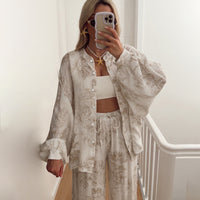 Breathable Long-sleeve Long-pants Cotton Pajamas For Women