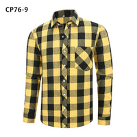 Men's Casual Plus-Size Long-Sleeve Plaid Shirt