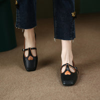 Heart-shaped Plaid Sandals Flat Low Heel Shoes