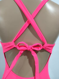 Cross Strap Pleating Type Slim Fit One-piece Swimsuit Women