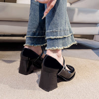 Women's One-strap Thick Heel Round Toe Large Size High Heels
