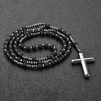 Cross Pendant Tigers Eye Lapis Lazuli Matte Agate Hematite Necklace