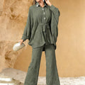 Women's Casual Shirt And Pants Two-Piece Set