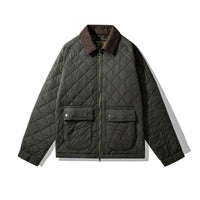 Corduroy Jacket Rhombus Plaid Cotton-padded Jacket Cotton-padded Coat