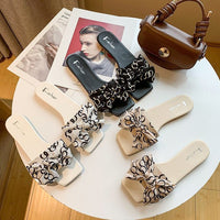 Bowknot Summer Slippers For Women Outside Wear