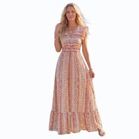 Women's Printed Dress Seaside Vacation Retro Style