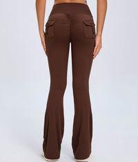 Yoga Fitness Flared Pants With Pockets Ins Fashion Slim High Waist Sports Trousers Scrunch Butt Booty Workout Lifting Leggings
