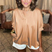 Women's Silk V-neck Short-sleeve Top