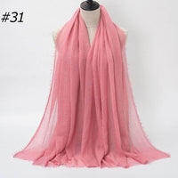 Pure Color Pleated Cotton Scarf Cotton And Linen Scarf