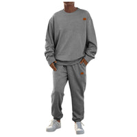 Men's Sports Casual Round Neck Jacquard Two-piece Dress Of Knitted Sweater