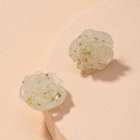 Transparent Resin Gold-foil Roses Stud Earrings