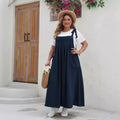 Womens Plus-Size Fashionable Solid-Colored Strap Jumpsuit Curvy Women