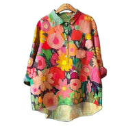 Women's 3D-patterned Long-sleeve Button-up Top