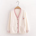 Japanese Style Mori Style Casual Loose Solid Color Rabbit Cardigan V-neck Sweater
