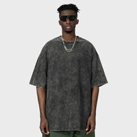 American Retro Trendy Washed Distressed Short Sleeve