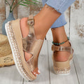 Women's Plus Size Rope Bottom Platform Sandals