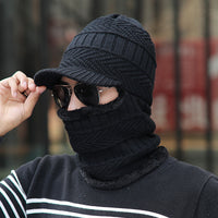 Anti-cold Integrated Hat Men's Autumn And Winter Warm Head Cover Open-eye Knitted Woolen Hat