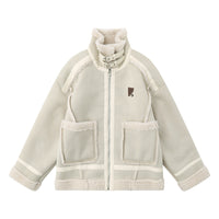 Lamb Wool Stand-up Collar Cotton-padded Clothes Stitching Fur Coat