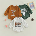 Boys And Girls Simple Printed Round Neck Long Sleeve Triangle Romper