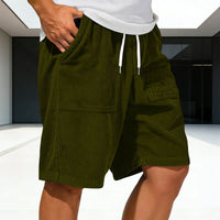 Men's Retro Corduroy Lace-Up Pocket Casual Shorts