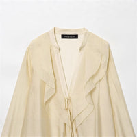 European And American Style New Fashionable Layered Decorative Bow Blouse
