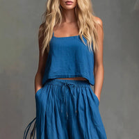 Strap Top And Wide-leg Pants Two-piece Set For Women