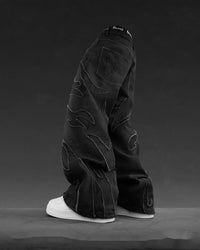 Retro Black Patchwork Hole Jeans Hip Hop