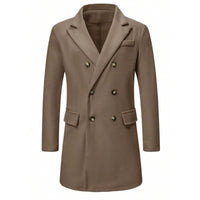 Men's Solid-color Casual Double-breasted Wool Coat