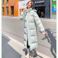 Men And Women Couple Extended Over-the-knee Winter Thickened White Duck Down Coat