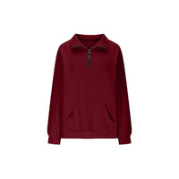 Womens Casual Lapel-collar Zip-up Long-sleeve Hoodie With Pockets