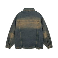 Water-washed Distressed Denim Jacket A Retro Casual Outerwear Piece