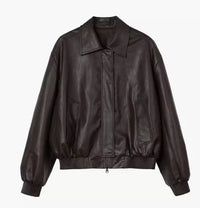 Pilot Leather Jacket Men's Hip Hop Rock Motorcycle PU Leather Jacket Lapel Casual Coat
