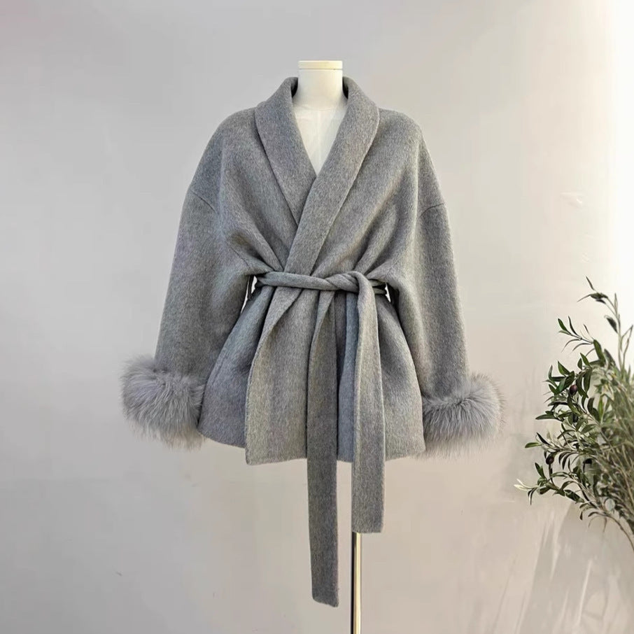 Fox Fur Double-sided Temperament Wool Overcoat