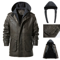 New Men's Classic Retro Midi Leather Coat