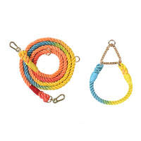 Woven Rainbow Multifunctional Double Head Pet Leash