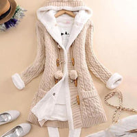 Women's Clothing With Warm Plush Cardigan Horn Button