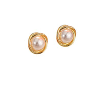 Silver Needle Planet Freshwater Pearl Stud Earrings High-End