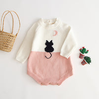 Knitted one-piece cotton romper