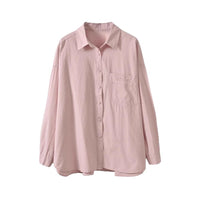Pure Cotton Long-sleeve Shirt Womens Loose-fitting Casual All-match Style