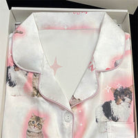 Cute Cat Print Summer New Thin Pajamas Women
