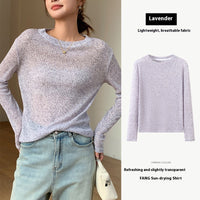 Soft Glutinous Sweater Hollow Sweater Round Neck Loose Top