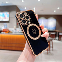 Phone Case Side Love Magnetic Suction Shell Hollow Double Love Protective Cover