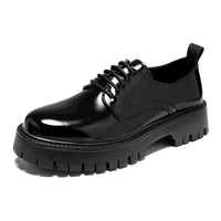 Plus Size Men's Shoes Fashion Shiny Surface Big Head Leather Shoes British Style