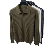 Men's Solid Color Cable Knit Collar Warm Sweater