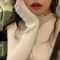 Sensual Semi-high-neck Knit Top